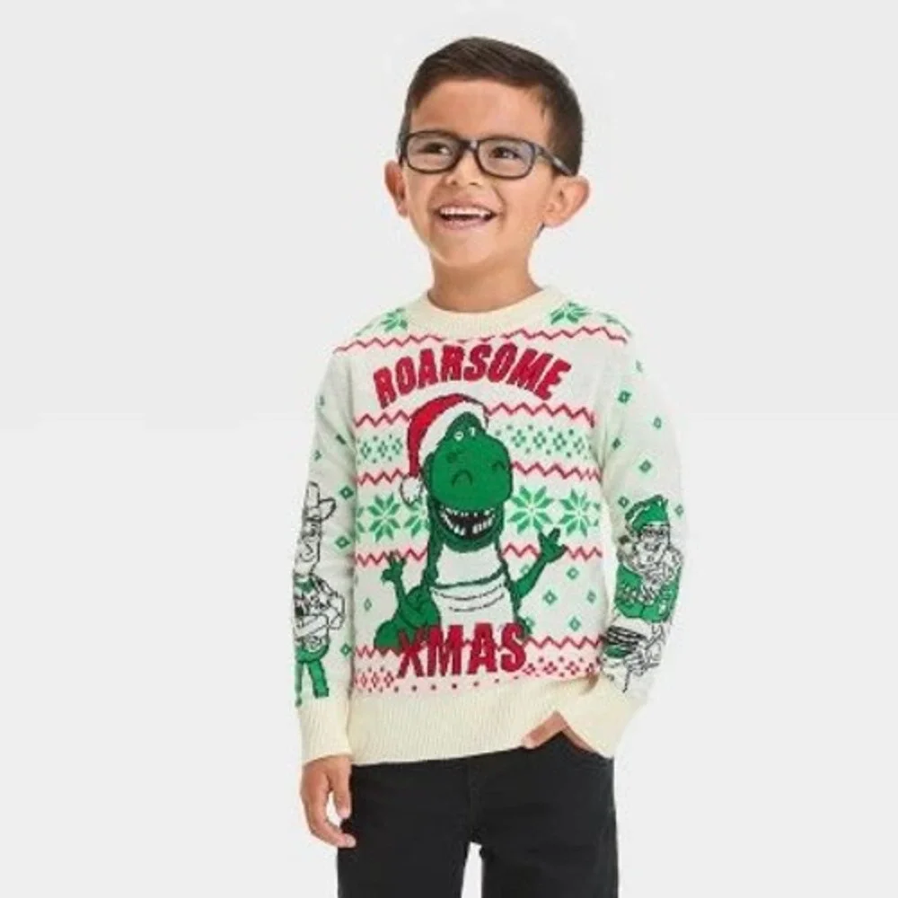 Disney Toy Story Rex Roarsome Xmas Holiday Sweater‎ Kids size 4T